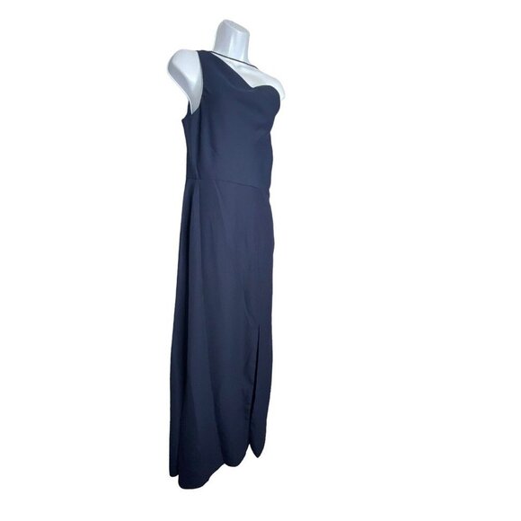 After‎ Six One-shoulder Draped Cowl-neck Maxi Dress In Midnight Navy Size 8 - Picture 4 of 11